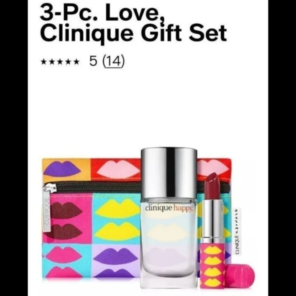 Clinique Happy With Love Pop Lipstick & Pouch - 3 piece Set BNWT SO 1 LEFT!